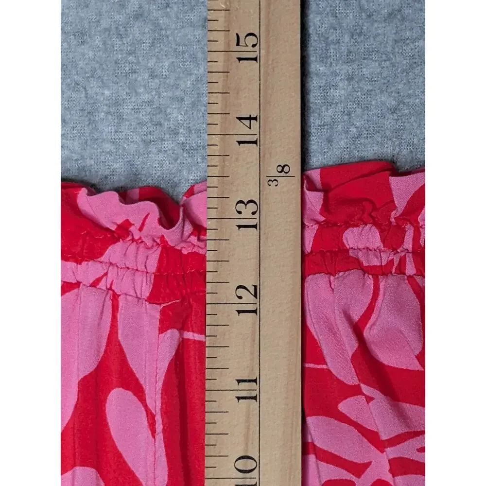 Shade & Shore Wide Leg Swim Cover-Up Pants Small Tropical Floral Beachy Hot Pink